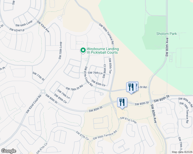 map of restaurants, bars, coffee shops, grocery stores, and more near 9040 Southwest 87th Avenue in Ocala