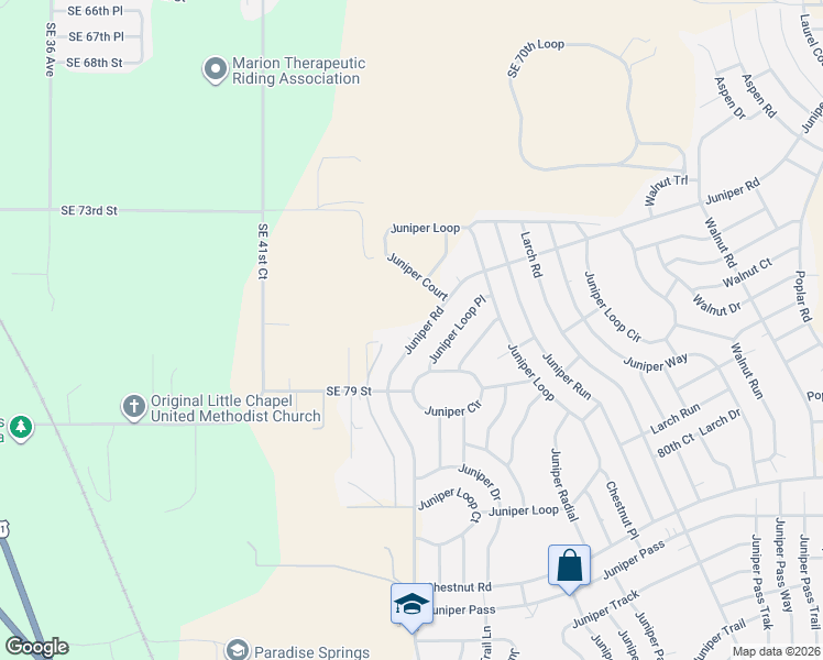 map of restaurants, bars, coffee shops, grocery stores, and more near 8075 Juniper Road in Ocala