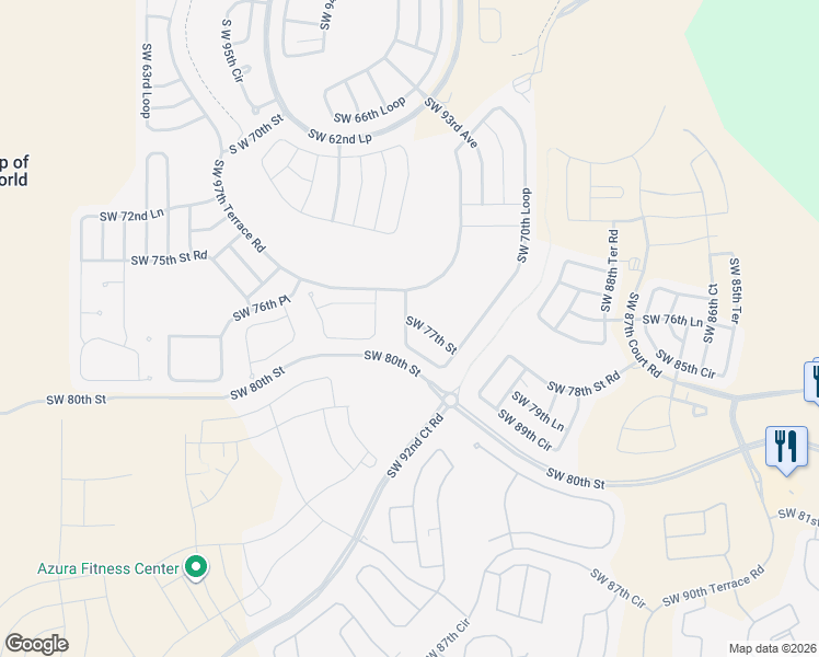 map of restaurants, bars, coffee shops, grocery stores, and more near 9387 Southwest 70th Loop in Ocala