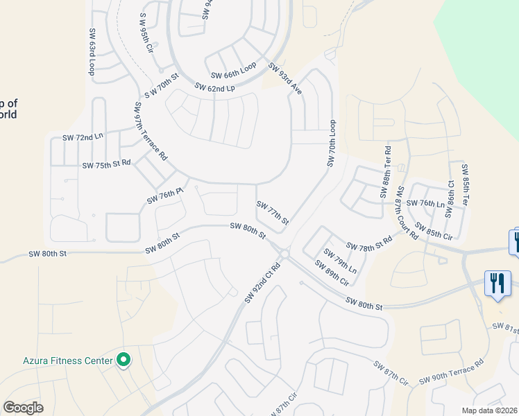 map of restaurants, bars, coffee shops, grocery stores, and more near 9387 Southwest 70th Loop in Ocala