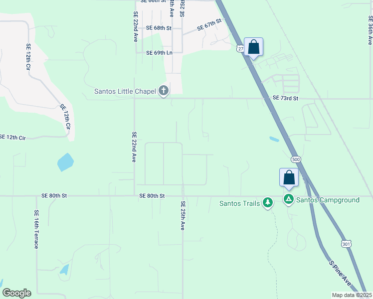 map of restaurants, bars, coffee shops, grocery stores, and more near 7620 Southeast 25th Avenue in Ocala