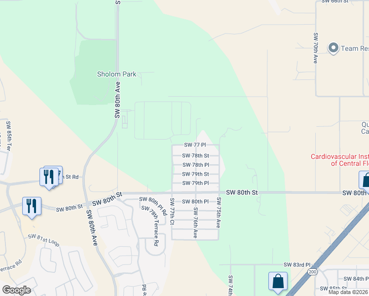 map of restaurants, bars, coffee shops, grocery stores, and more near 7688 Southwest 77 Place in Ocala