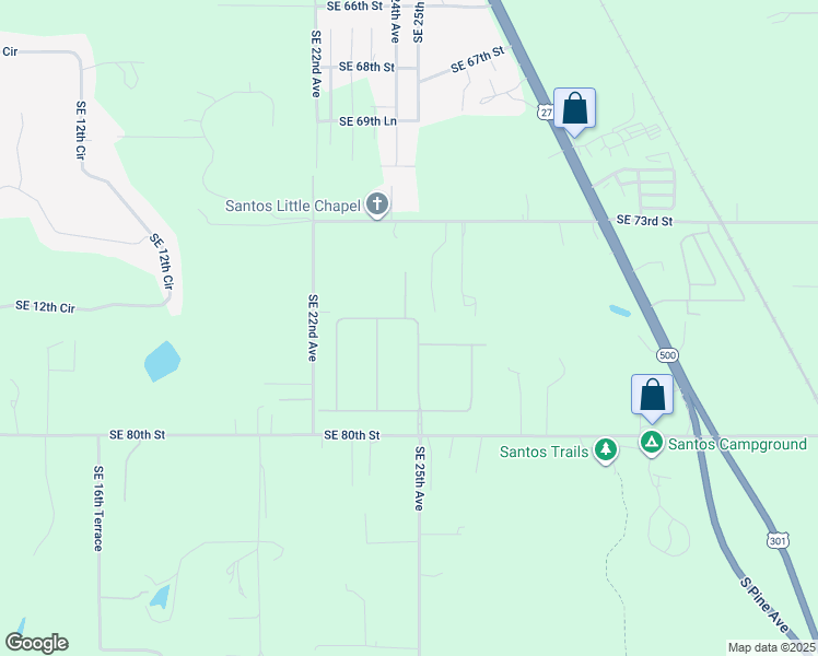 map of restaurants, bars, coffee shops, grocery stores, and more near 7620 Southeast 25th Avenue in Ocala