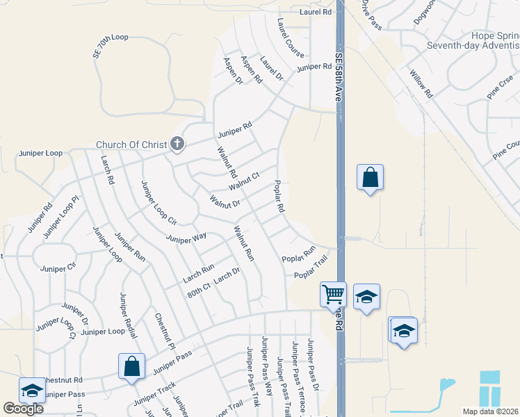 map of restaurants, bars, coffee shops, grocery stores, and more near 76 Walnut Drive in Ocala