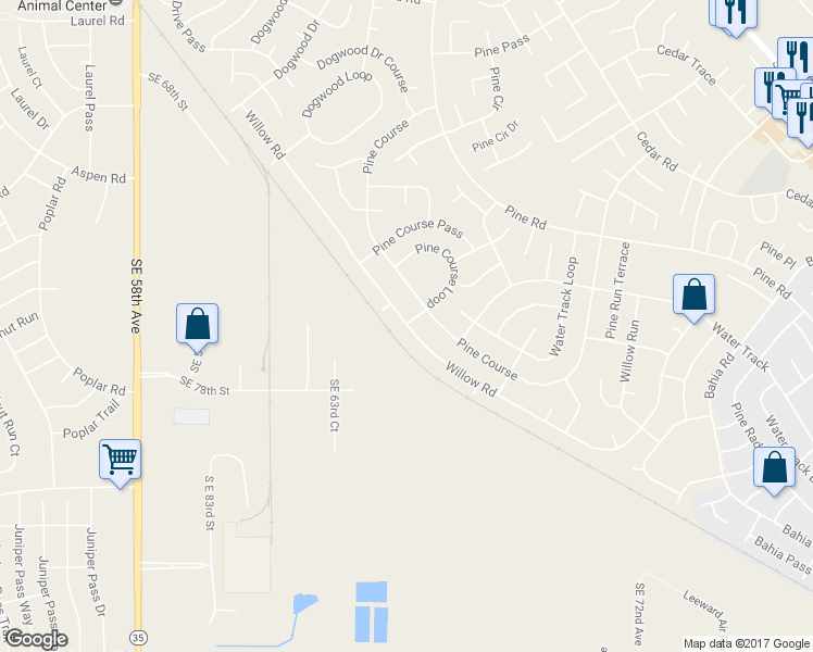 map of restaurants, bars, coffee shops, grocery stores, and more near 86 Willow Road in Ocala