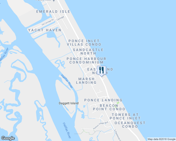 map of restaurants, bars, coffee shops, grocery stores, and more near 44 Sundunes Circle in Port Orange