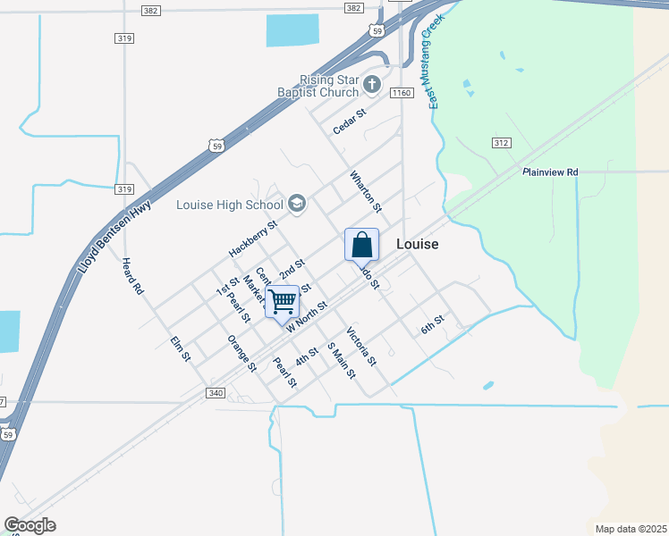 map of restaurants, bars, coffee shops, grocery stores, and more near 501 2nd Street in Louise