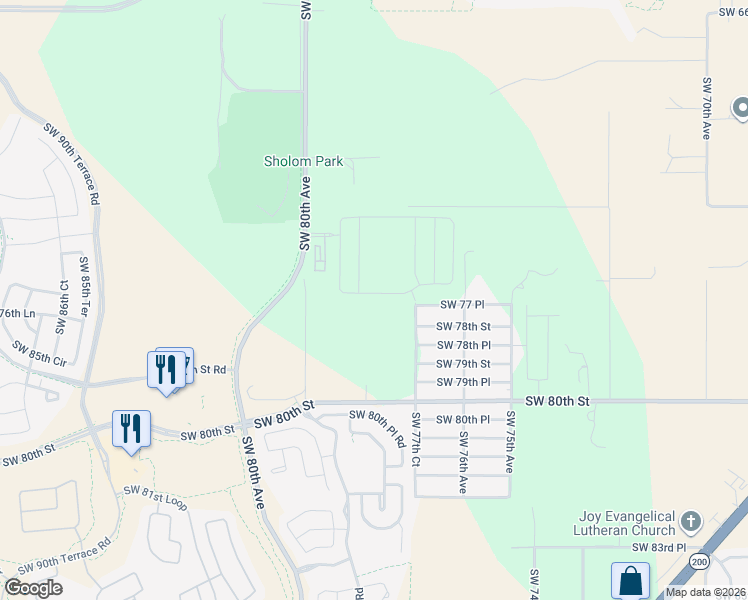 map of restaurants, bars, coffee shops, grocery stores, and more near 7401 Southwest 80th Avenue in Ocala