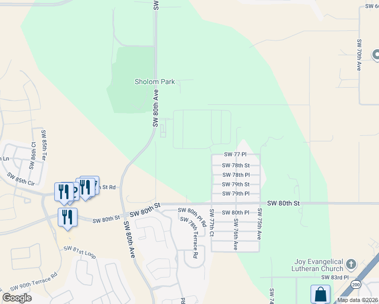 map of restaurants, bars, coffee shops, grocery stores, and more near 7401 Southwest 80th Avenue in Ocala