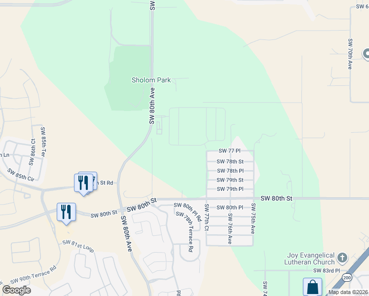 map of restaurants, bars, coffee shops, grocery stores, and more near 7401 Southwest 80th Avenue in Ocala