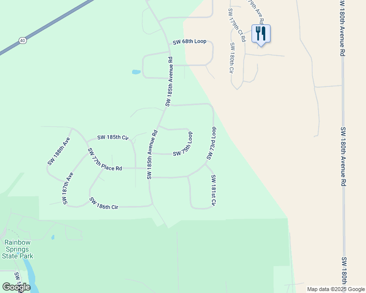 map of restaurants, bars, coffee shops, grocery stores, and more near 18308 Southwest 75th Loop in Dunnellon