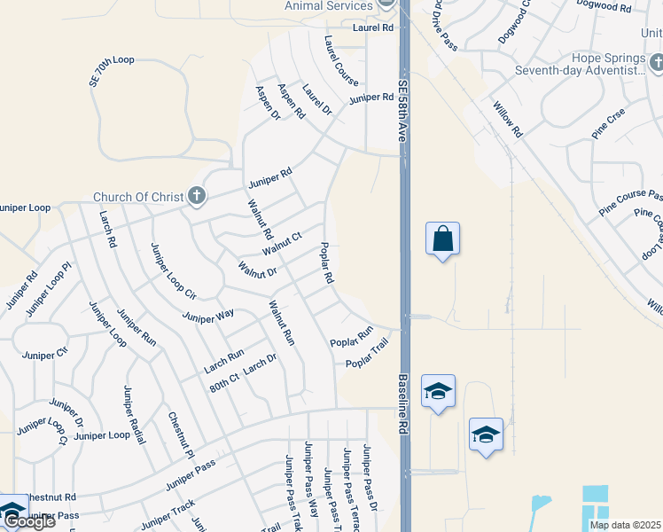 map of restaurants, bars, coffee shops, grocery stores, and more near 31 Poplar Road in Ocala