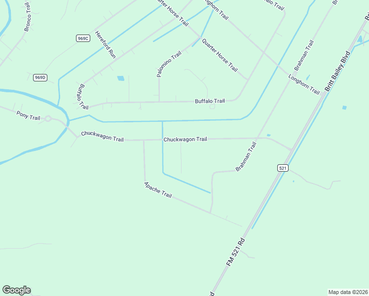 map of restaurants, bars, coffee shops, grocery stores, and more near 643 Chuckwagon Trail in Angleton