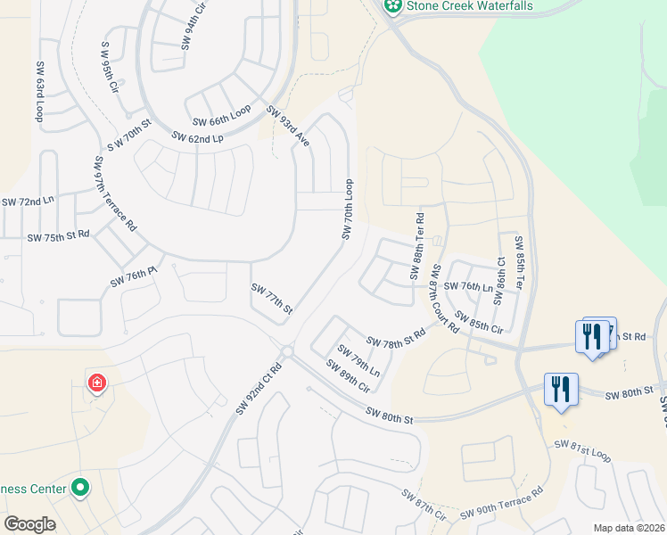 map of restaurants, bars, coffee shops, grocery stores, and more near 9181 Southwest 70th Loop in Ocala
