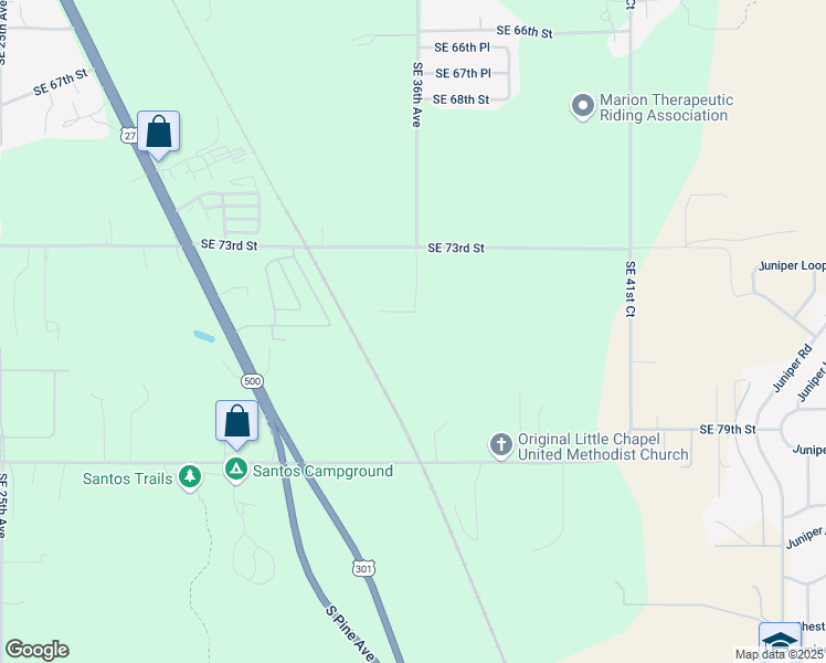 map of restaurants, bars, coffee shops, grocery stores, and more near 7576 Southeast 36th Avenue in Ocala