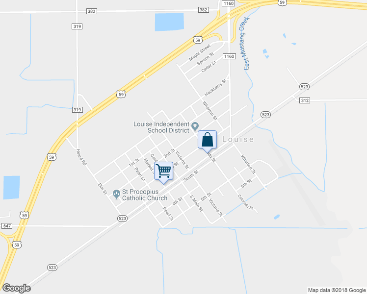 map of restaurants, bars, coffee shops, grocery stores, and more near 501 2nd Street in Louise