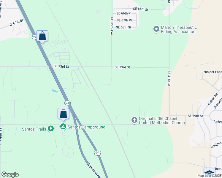 map of restaurants, bars, coffee shops, grocery stores, and more near 7576 Southeast 36th Avenue in Ocala