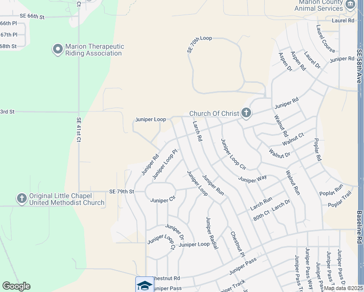 map of restaurants, bars, coffee shops, grocery stores, and more near 85 Juniper Loop in Ocala