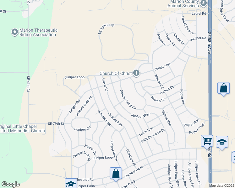 map of restaurants, bars, coffee shops, grocery stores, and more near 117 Juniper Way in Ocala