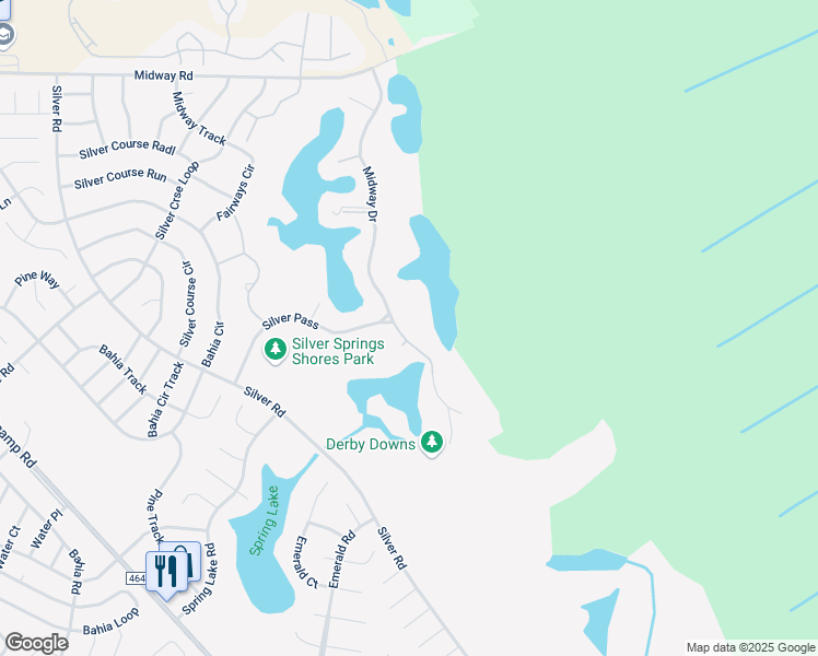 map of restaurants, bars, coffee shops, grocery stores, and more near 747 Midway Drive in Ocala