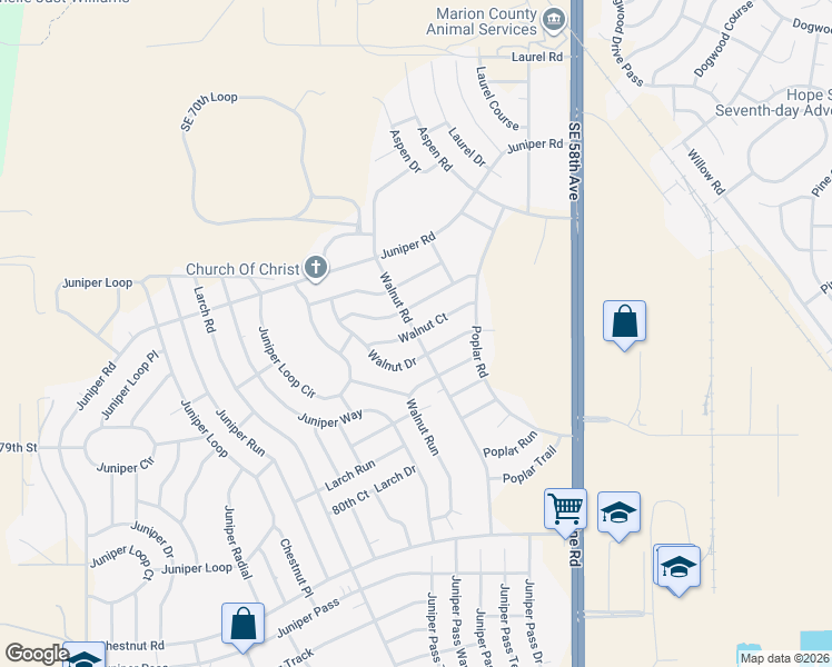 map of restaurants, bars, coffee shops, grocery stores, and more near 37 Walnut Road in Ocala