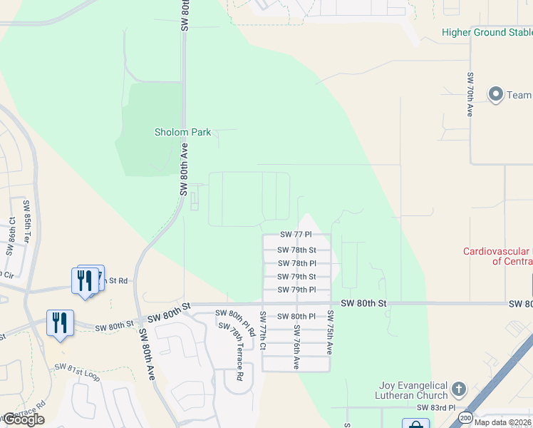 map of restaurants, bars, coffee shops, grocery stores, and more near 7401 Southwest 80th Avenue in Ocala