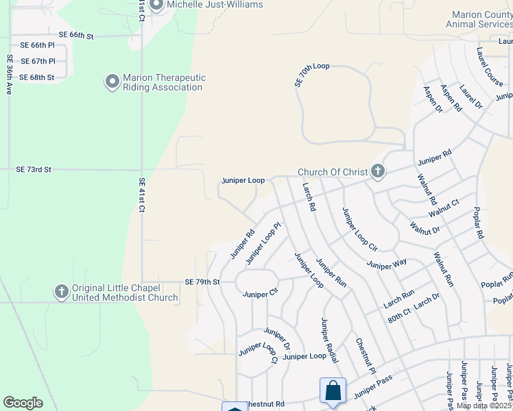 map of restaurants, bars, coffee shops, grocery stores, and more near 9 Juniper Loop in Ocala