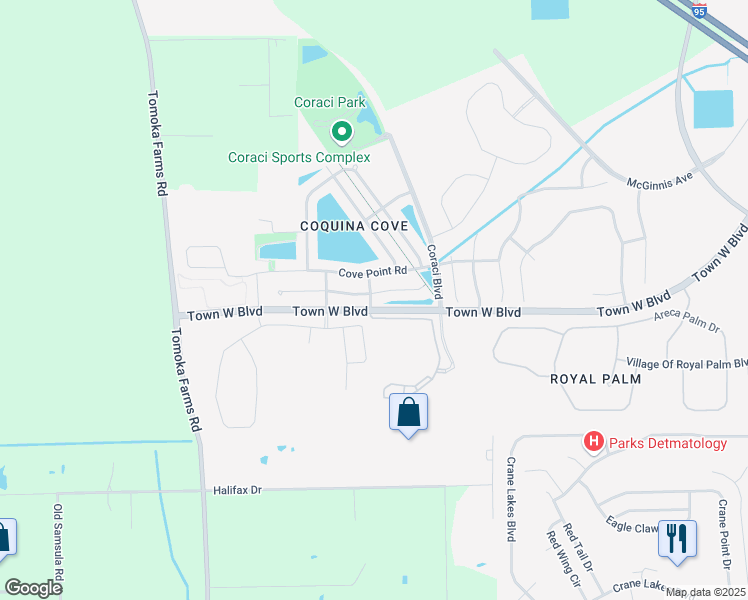 map of restaurants, bars, coffee shops, grocery stores, and more near 1938 Yellowfin Drive in Port Orange