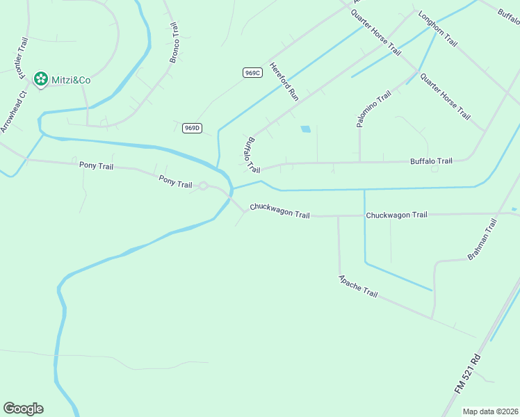 map of restaurants, bars, coffee shops, grocery stores, and more near 938 Chuckwagon Trail in Angleton
