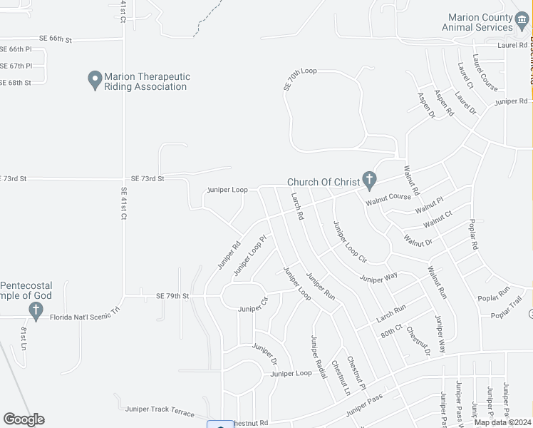 map of restaurants, bars, coffee shops, grocery stores, and more near 76 Juniper Loop in Ocala