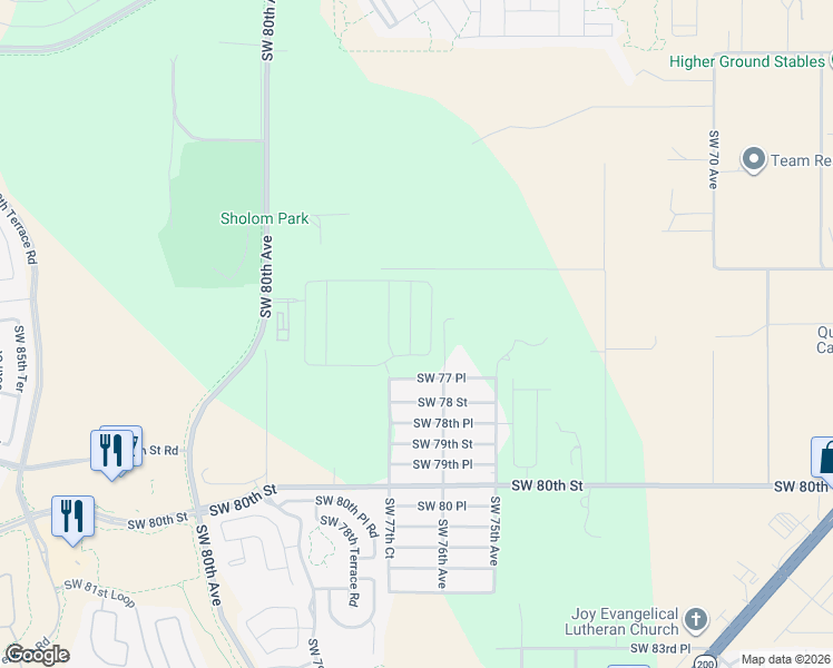 map of restaurants, bars, coffee shops, grocery stores, and more near 7575 Southwest 77 Place in Ocala