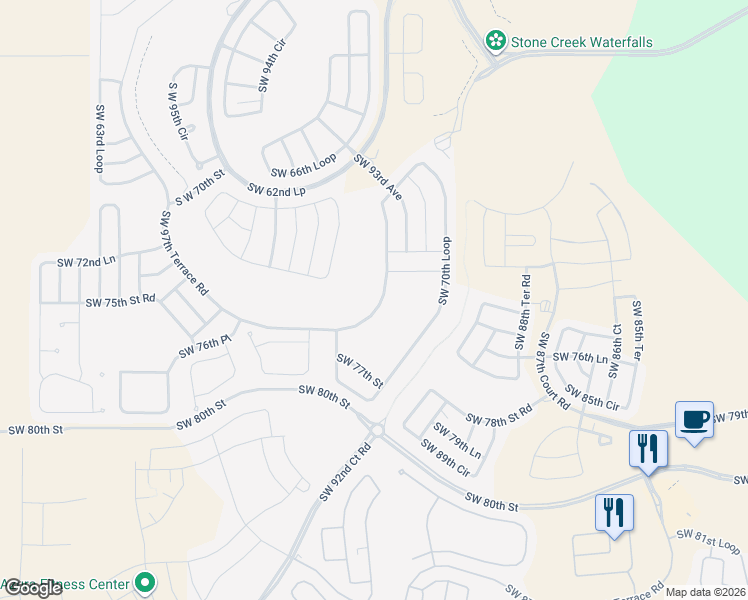map of restaurants, bars, coffee shops, grocery stores, and more near 9523 Southwest 70th Loop in Ocala