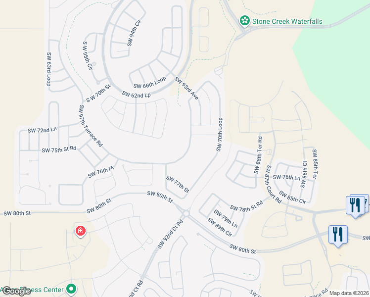 map of restaurants, bars, coffee shops, grocery stores, and more near 9523 Southwest 70th Loop in Ocala