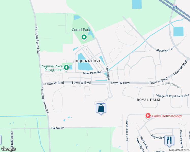 map of restaurants, bars, coffee shops, grocery stores, and more near 1925 Yellowfin Drive in Port Orange