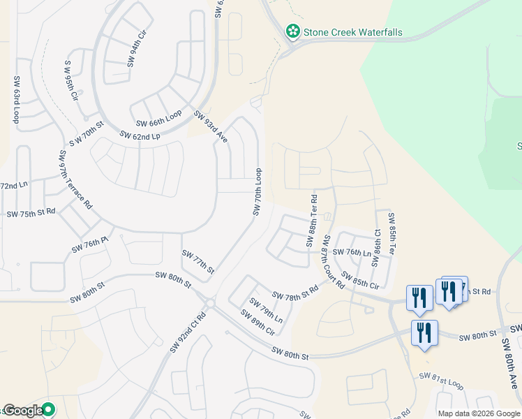 map of restaurants, bars, coffee shops, grocery stores, and more near 9164 Southwest 70th Loop in Ocala