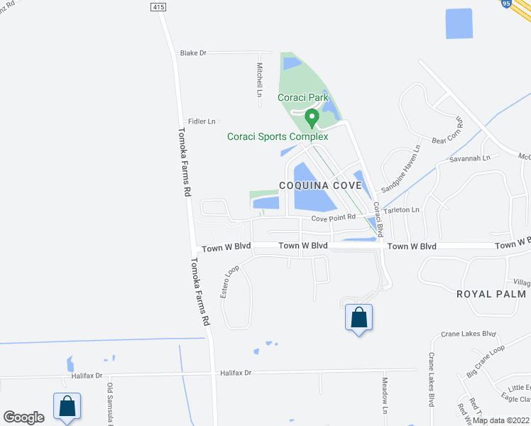 map of restaurants, bars, coffee shops, grocery stores, and more near 1979 Cove Point Road in Port Orange