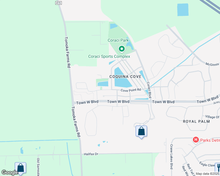 map of restaurants, bars, coffee shops, grocery stores, and more near 1965 Cove Point Road in Port Orange