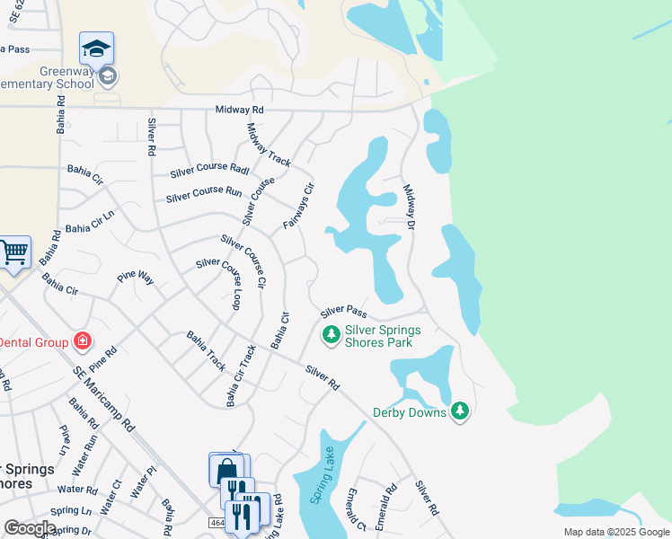 map of restaurants, bars, coffee shops, grocery stores, and more near 576 Fairways Circle in Ocala
