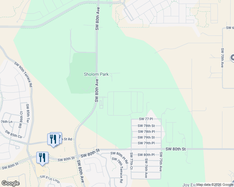 map of restaurants, bars, coffee shops, grocery stores, and more near 7119 Southwest 80th Avenue in Ocala