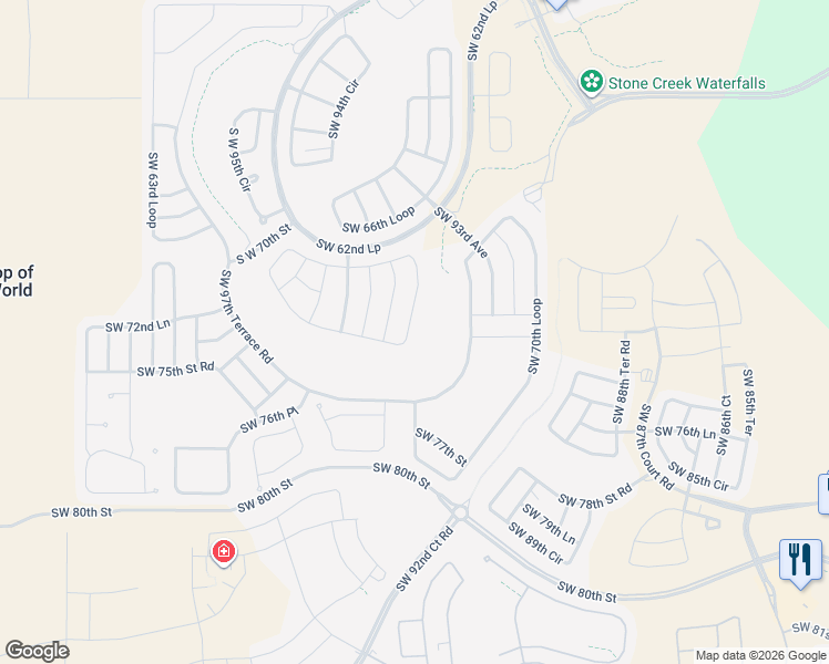 map of restaurants, bars, coffee shops, grocery stores, and more near 9438 Southwest 71st Loop in Ocala