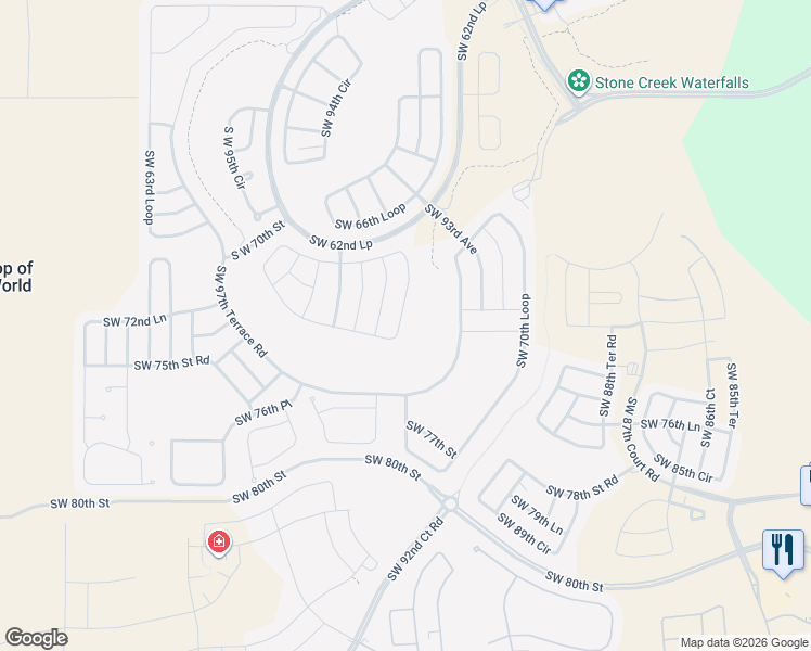 map of restaurants, bars, coffee shops, grocery stores, and more near 9438 Southwest 71st Loop in Ocala