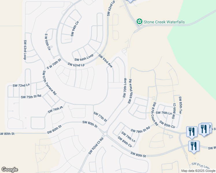 map of restaurants, bars, coffee shops, grocery stores, and more near 9171 Southwest 70th Loop in Ocala