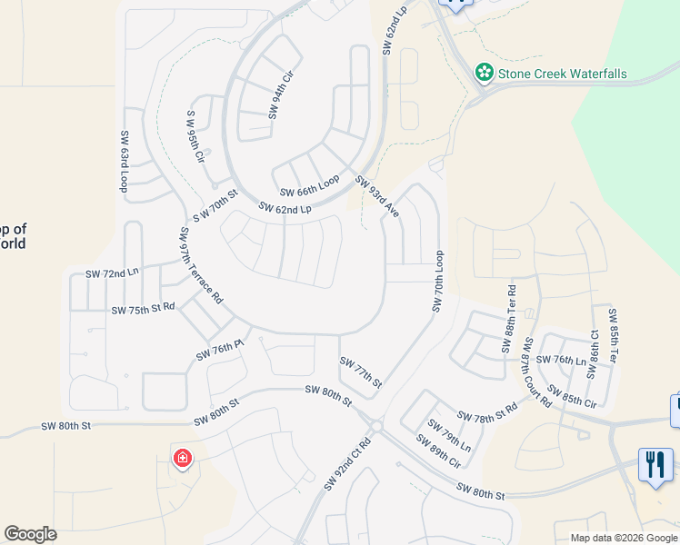 map of restaurants, bars, coffee shops, grocery stores, and more near 9438 Southwest 71st Loop in Ocala