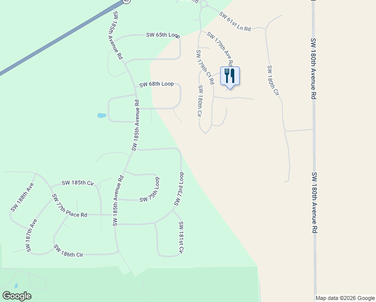 map of restaurants, bars, coffee shops, grocery stores, and more near 18127 Southwest 73rd Loop in Dunnellon