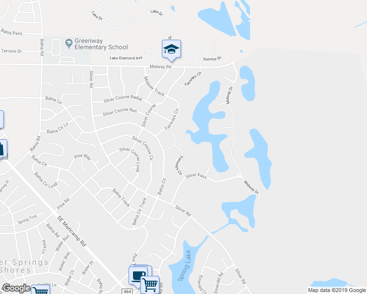 map of restaurants, bars, coffee shops, grocery stores, and more near 560 Fairways Circle in Ocala
