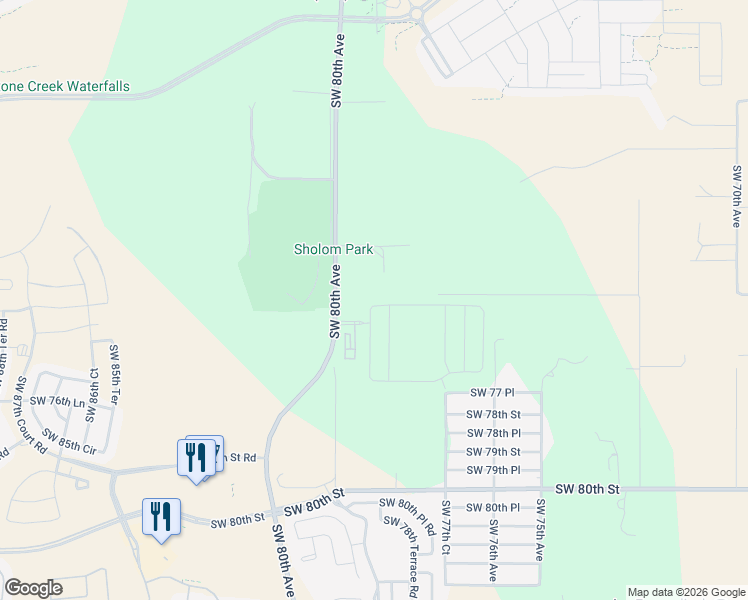 map of restaurants, bars, coffee shops, grocery stores, and more near 7119-7399 Southwest 80th Avenue in Ocala