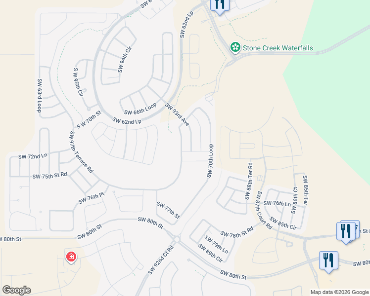 map of restaurants, bars, coffee shops, grocery stores, and more near 9370 Southwest 73rd Street in Ocala