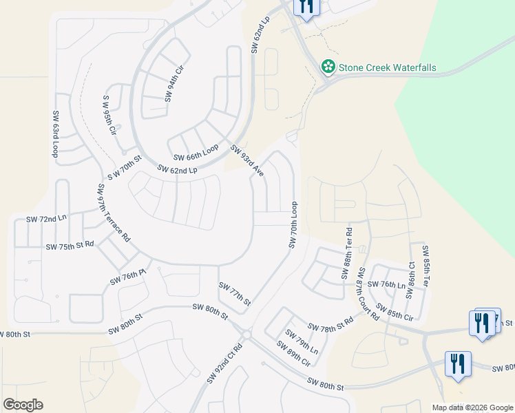 map of restaurants, bars, coffee shops, grocery stores, and more near 9370 Southwest 73rd Street in Ocala