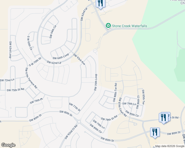map of restaurants, bars, coffee shops, grocery stores, and more near 7259 Southwest 91st Court in Ocala