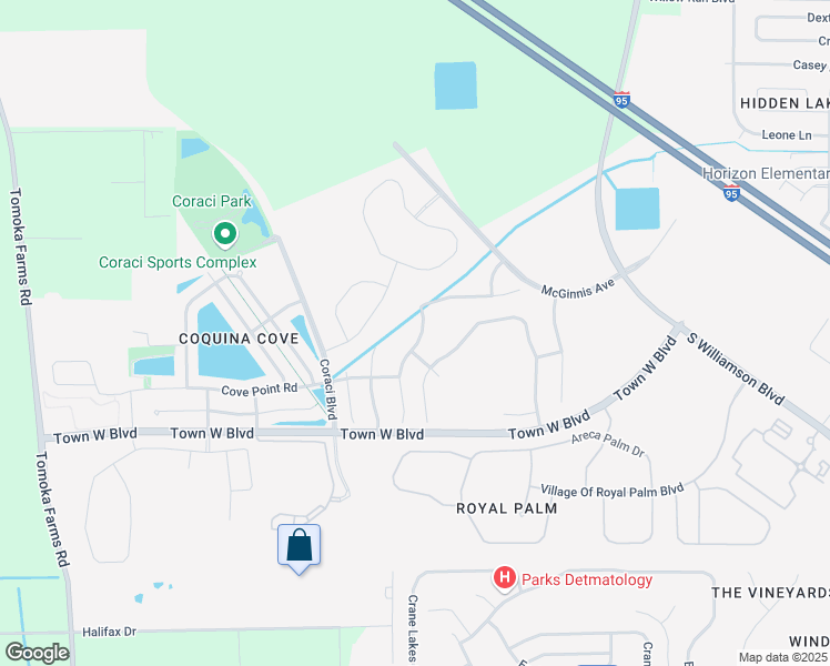 map of restaurants, bars, coffee shops, grocery stores, and more near 5310 Peach Blossom Boulevard in Port Orange